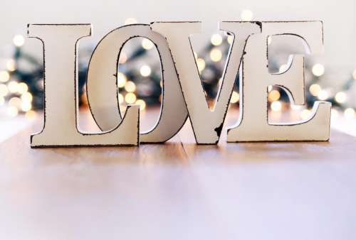 Love word and garland
