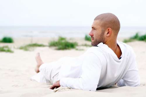 Man resting and relaxing at the beach