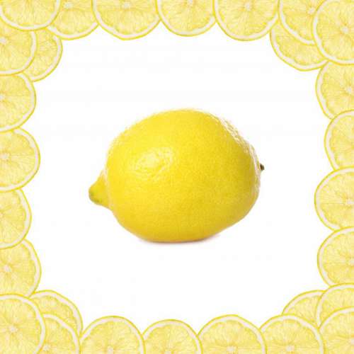 Fresh yellow lemons on white background, lemon frame
