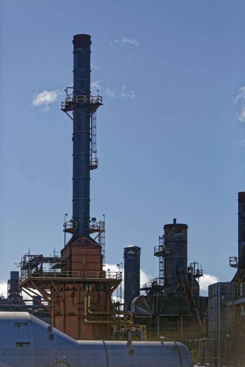Large stack at refinery