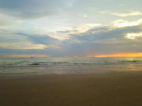 Natural beach and dawn sky