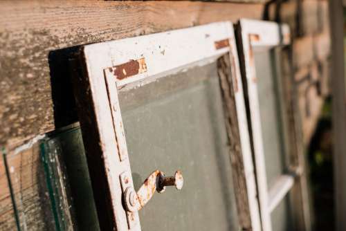Distressed vintage window frames