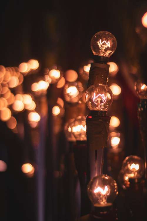 Edison Bulbs And Blurred Lights Photo