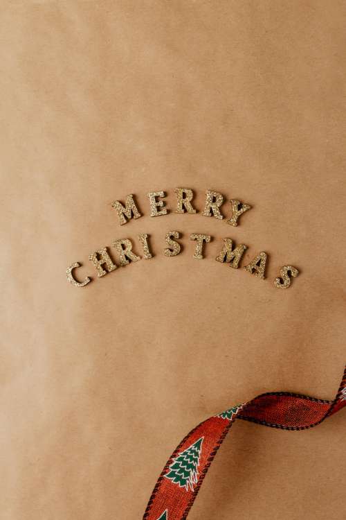 Merry Christmas Spelled Out In Gold Letters Photo