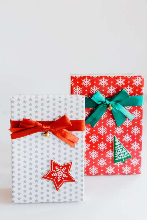 Wrapped Red White And Green Gifts Photo