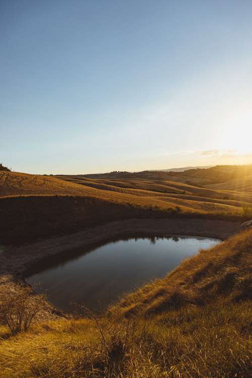 Pond In The Middle Of Farmland Photo