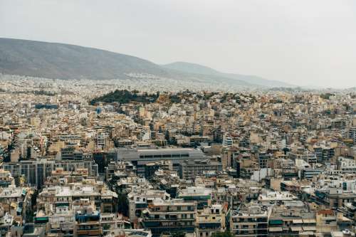 Distant View Of A Cityscape Seen From Above Photo