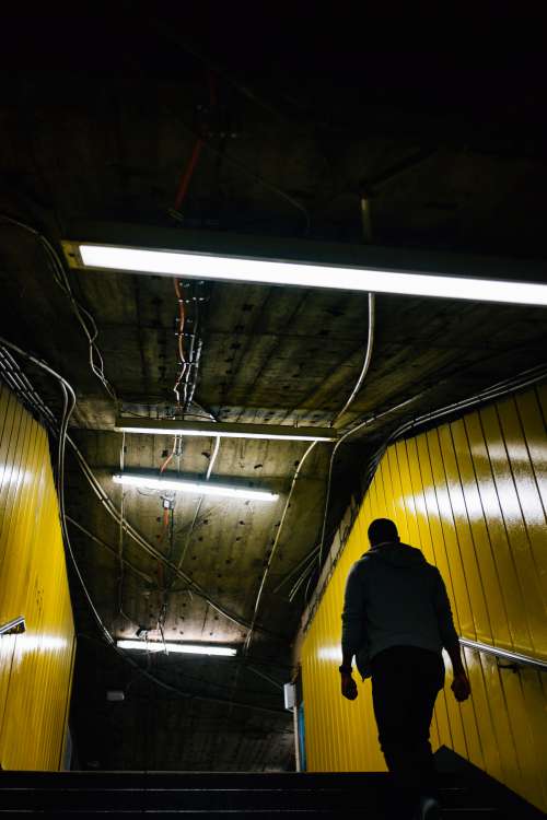 Yellow Walls In Subway Exit Photo