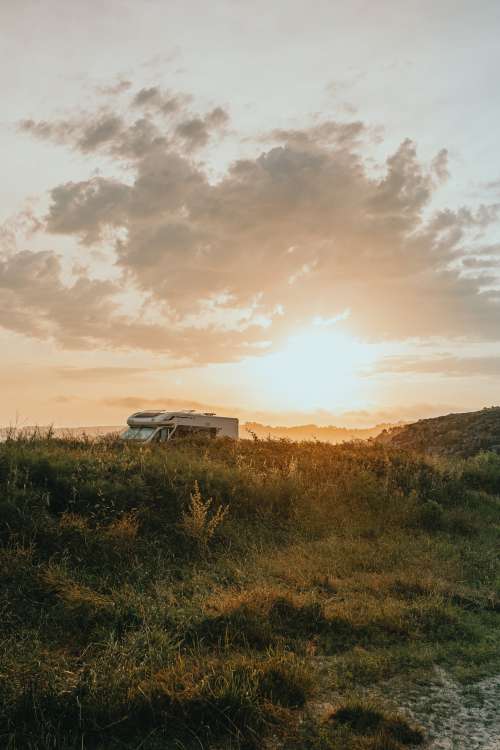 Campervan Under Morning Sunrise Photo