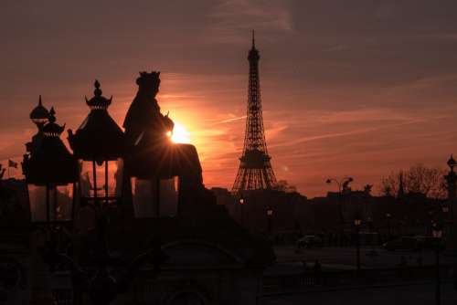 Sun setting in Paris