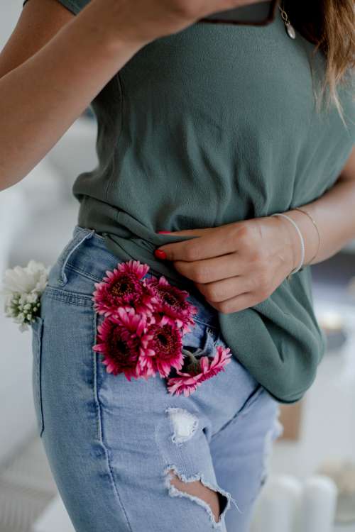Jean Pockets Full Of Flowers Photo