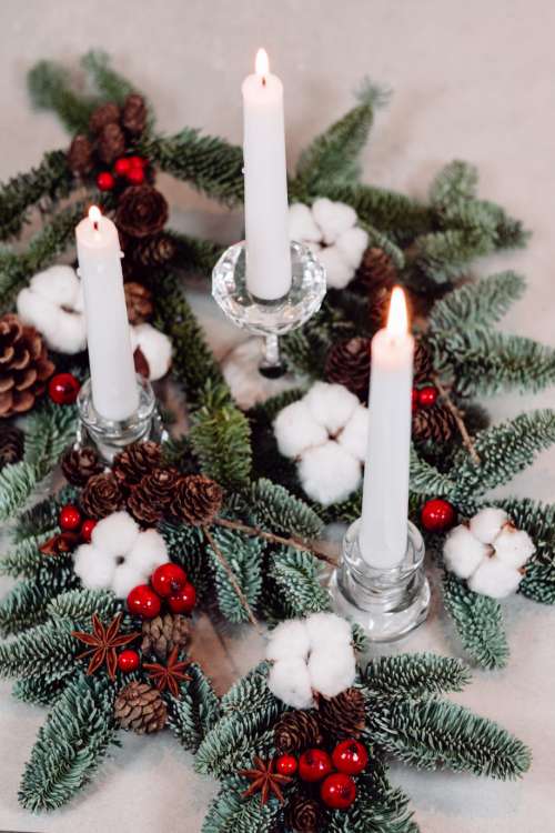 Christmas spruce decoration with candles 3