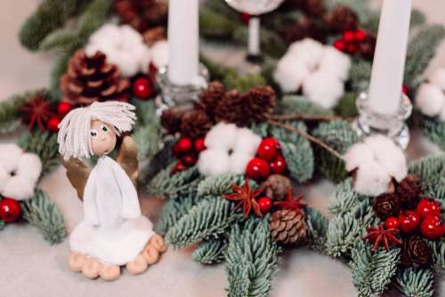 Christmas spruce decoration with candles and an angel 3