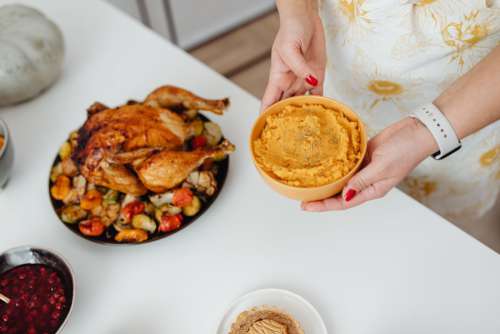 Preparing a Thanksgiving dinner - festive meal