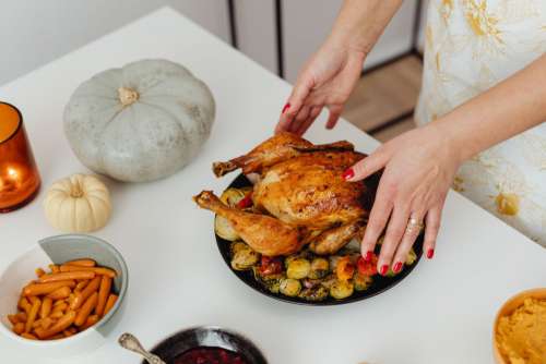 Preparing a Thanksgiving dinner - festive meal