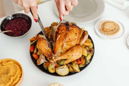 Preparing a Thanksgiving dinner - festive meal