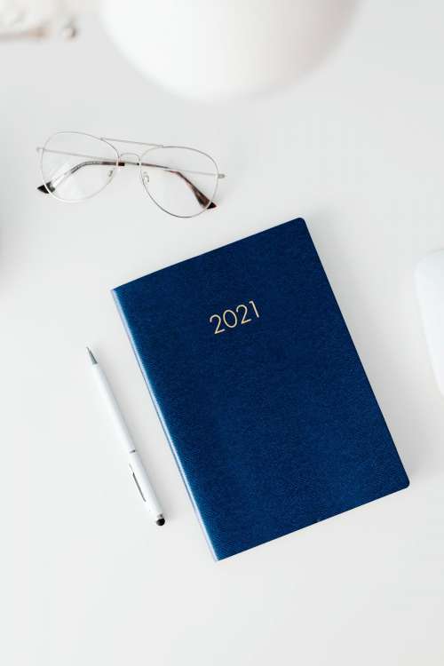2021 planner on a desk