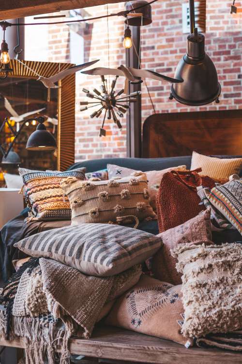 Stacks Of Pillows And Blankets Photo