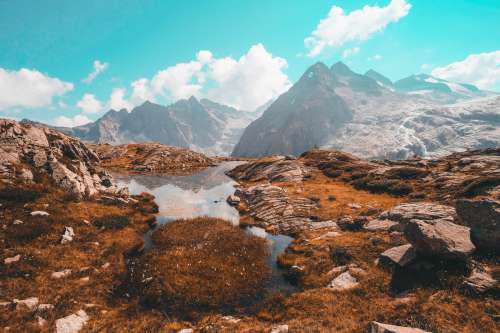 Pond On A Mountain Range Reflecting The Mountain View Photo