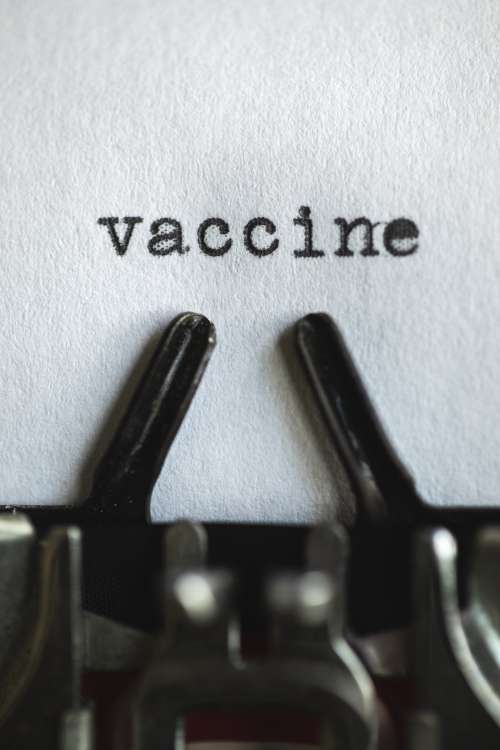 The Typed Out Word Vaccine Photo