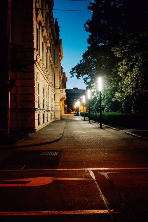Narrow Street At Night Photo