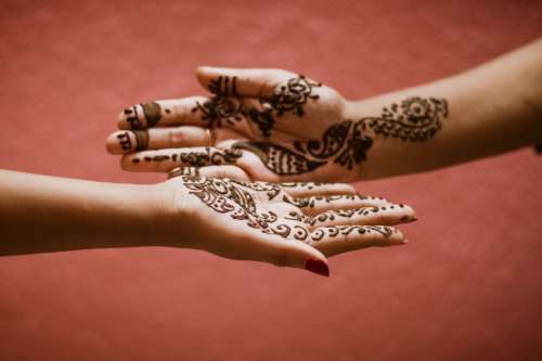 Mehndi Designs On A Persons Palms Photo