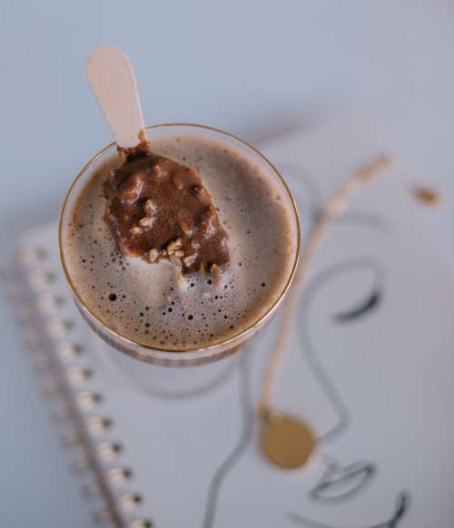 Top View Of A Chocolate Ice Cream Beverage Photo