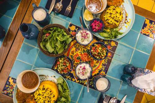 Dining in an Iranian restaurant