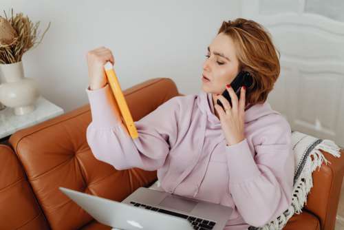 Woman working from home - home office