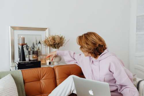 Woman working from home - home office