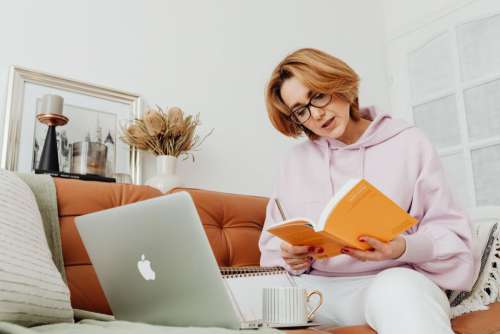 Woman working from home - home office