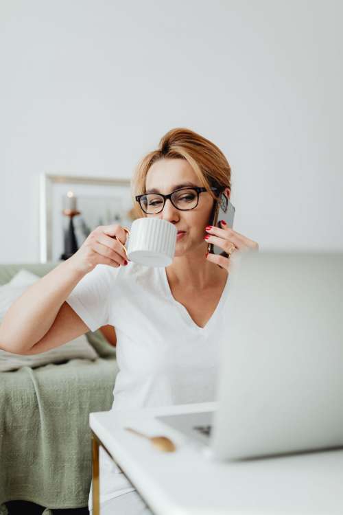 Woman working online e-commerce shopping at her home