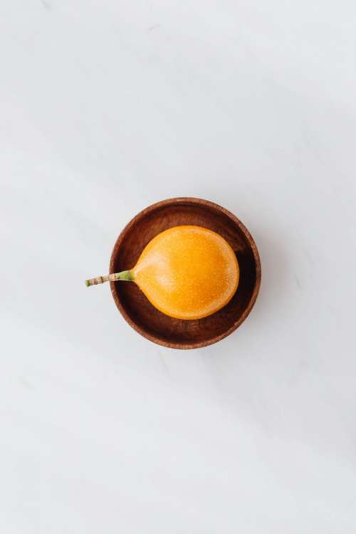 Passion fruit on the white table