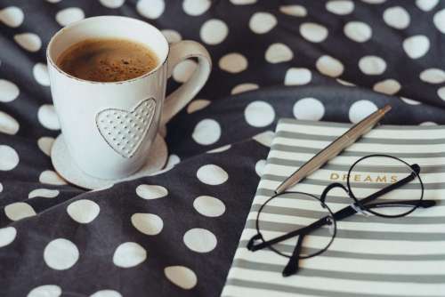 Dreams notebook glasses and coffeemug 3