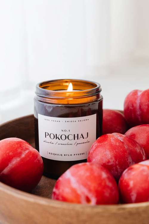 Candle in a jar - plums - furniture
