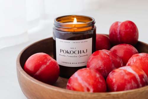 Candle in a jar - plums - furniture