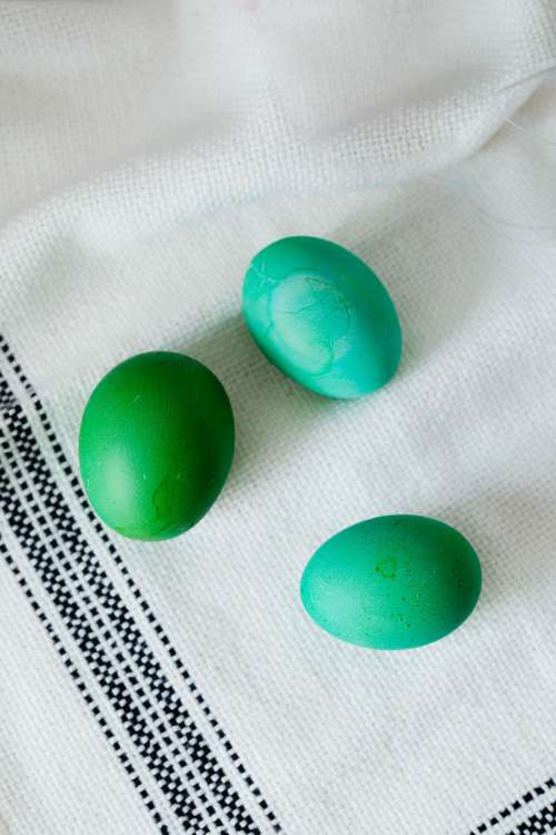 Easter eggs painted green