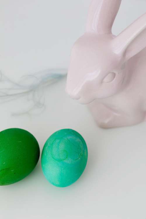 Easter eggs painted green