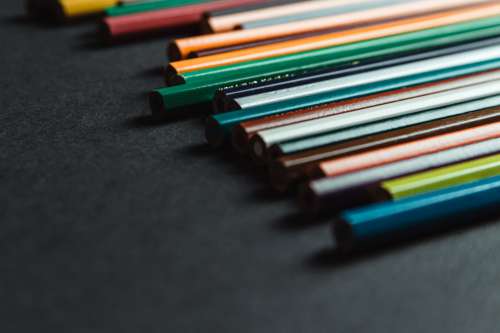 Close Up Of The Ends Of Colored Pencils Photo