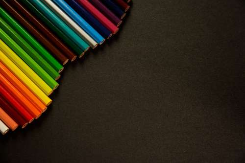 Ends Of Colored Pencils Lines Up Photo