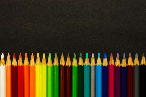Sharp Colored Pencils Lined Up In A Row Photo