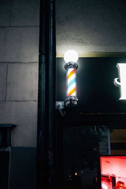 A Lite Up Barbers Pole Photo