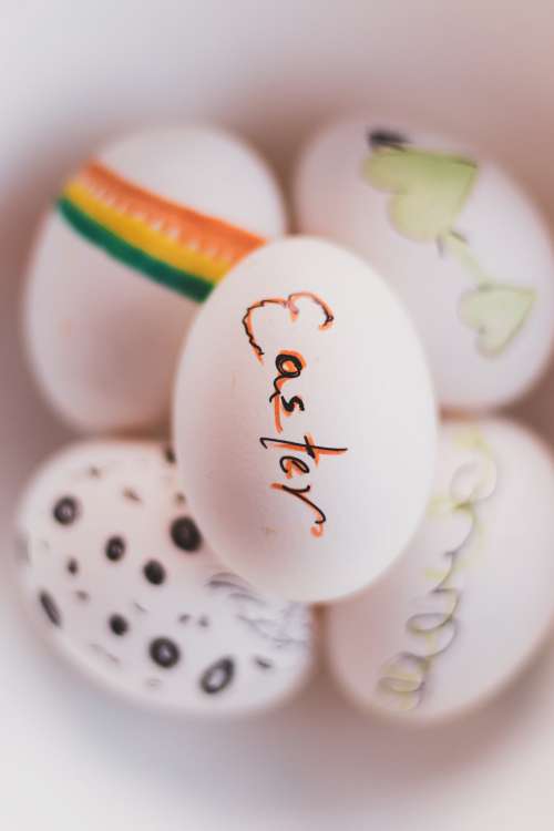 White Eggs Each Decorated For Easter Photo