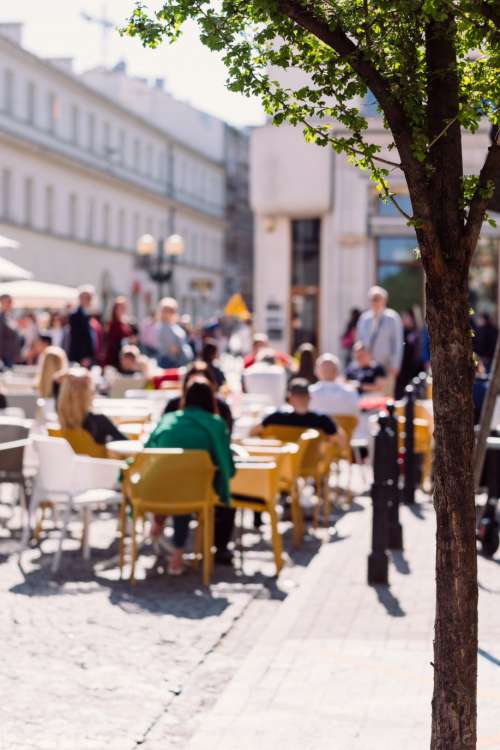 People dining at a restaurant outdoor seating