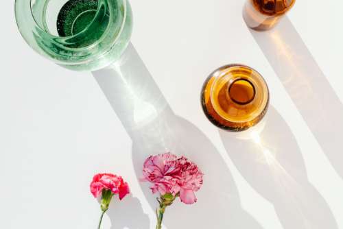 Still Life Composition With Glass Vases And Flowers