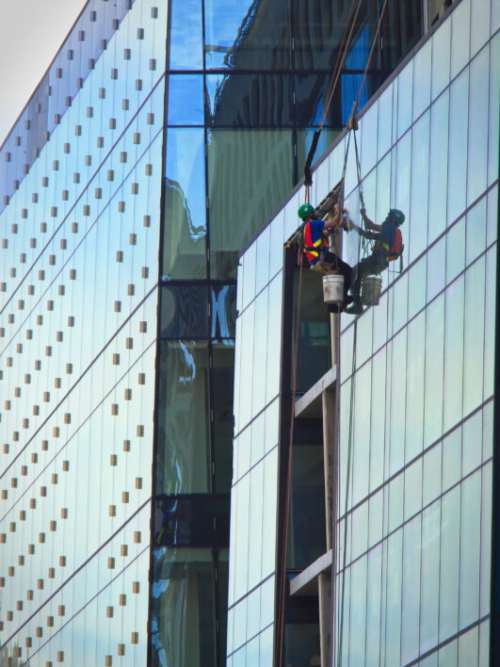 Washing Building Windows Free Photo