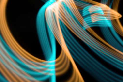 Abstract Image Of Blue And Orange Lines Curving Photo