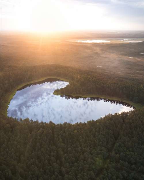 Aerial View Of A Heart Shaped Lake Photo