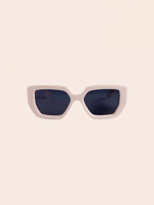 Bold White Framed Sunglasses On White Background Photo