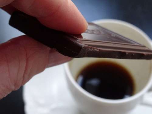 Piece of chocolate with espresso